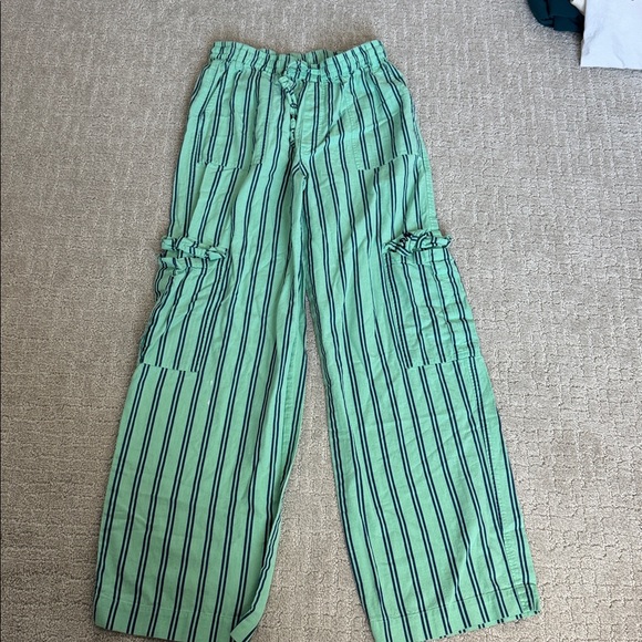 Damson Madder “sydney coastal cargo pants” mint green stripe drawstring linen - Picture 5 of 12
